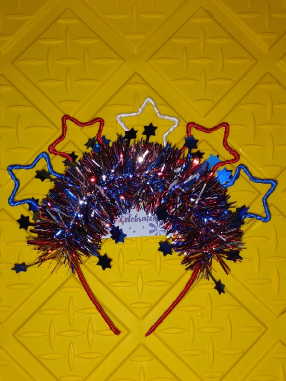 Festive Red, White & Blue Star Tinsel Headband - Celebrate NEW Holiday Headband